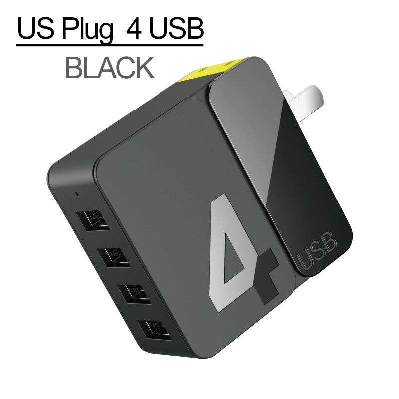 ROCK 4 USB зарядное устройство с двумя портами usb быстрое зарядное устройство EU US вилка Дорожное настенное зарядное устройство для iPhone samsung Xiaomi Мобильные Телефоны Планшеты - Тип штекера: US Plug 4USB Black