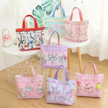 

Cute Cartoon My Melody Little Twin Stars Carousel cloth lunch box bag handbag green shopping bag cotton linen hand bag