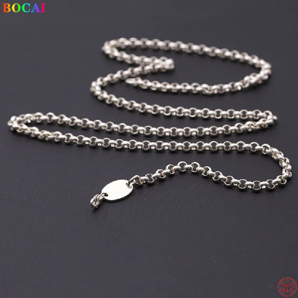 Ожерелье из серебра 925 пробы BOCAI S925 простого дизайна характерная овальная