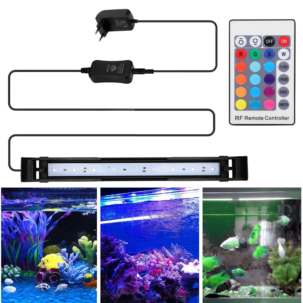 Submersible Fish Tank Light 11 inch Aquarium Light 42.51 inch & 9 LEDs AC100-240V Premium Acrylic Underwater Aquarium Lamp for Fish Tank Remote Control 63 LEDs Available Color Changing 