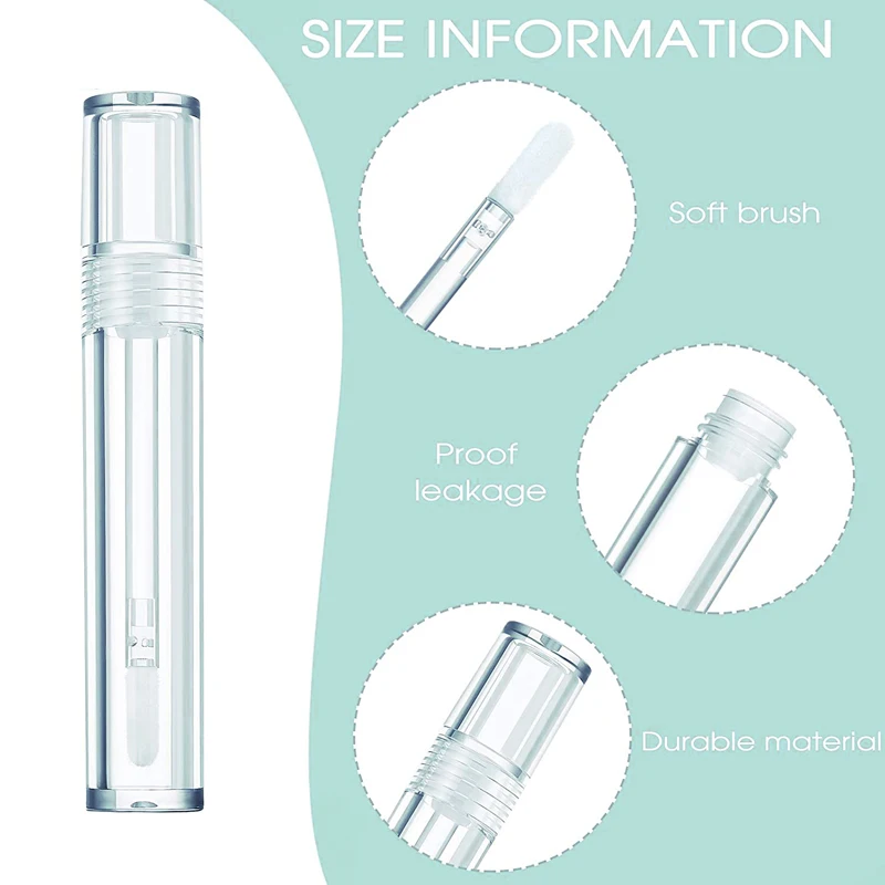 20-50pcs Refillable 5ml Empty Lip Gloss Tube Clear Lip Balm Bottle Eyelash Growth Liquid Cosmetic Containers Lipstick Container