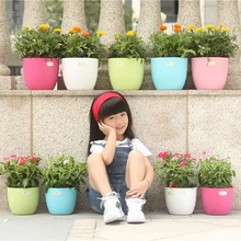 

1 Set Multicolor Plastic Self-watering Flower Pot Modern Home Office Desk Garden Succulent Flower Pot A Self-watering System 1