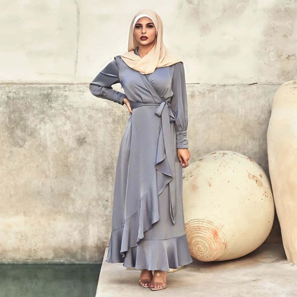 

Kaftan Abaya Дубай, запакованная ткань, Турция, искусственная мусульманская одежда, длинное женское атласное платье, африканские платья для женщин Caftan помогает