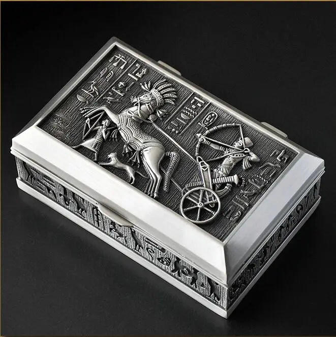Egyptian Style Sall Size Alloy Metal Jewelry Storage Box Earring Storage Container Tin Box For Girl's Gift Z037