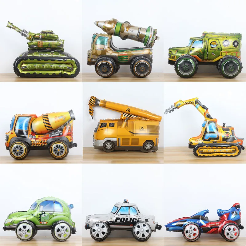 3D Car Balloons Three-dimensional Tank Engineering Vehicle Excavator Assembly Birthday Baby Shower Toy Party Decoration | Дом и сад