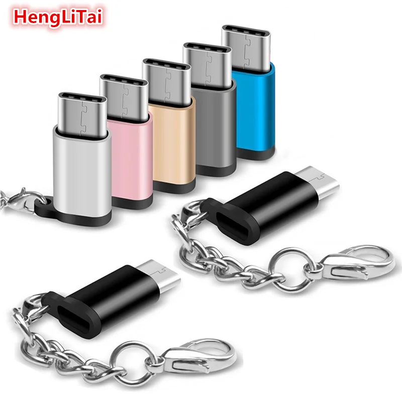 Type C к Micro USB OTG Женский адаптер usb type-C разъем для Xiaomi huawei htc Oneplus LG планшет с бесплатной цепочкой