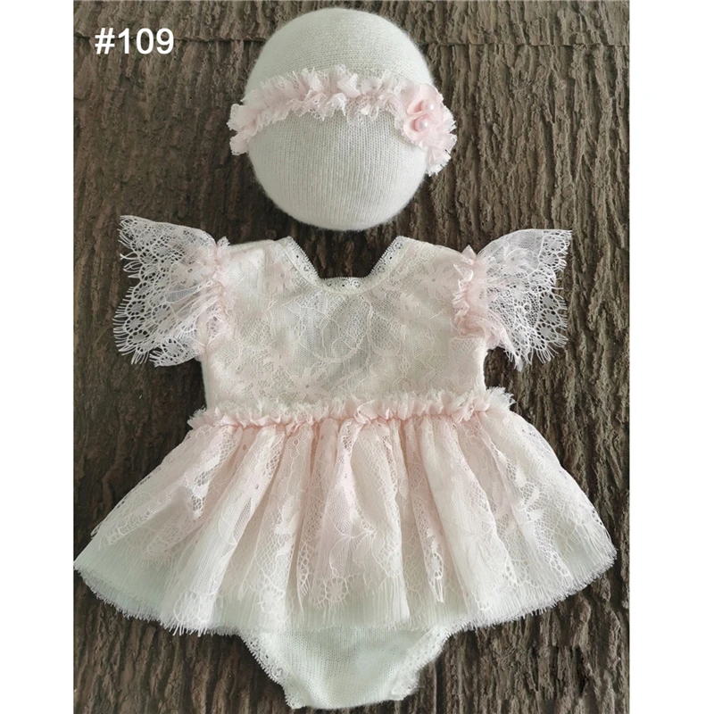 0-2 Yrs Baby Photo Clothing Sets Newborn Girl Lace Princess Dresses Hat Headband Pillow Outfits Infant Photography Costume Dress small baby clothing set	 Baby Clothing Set