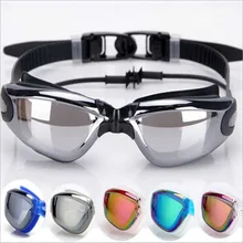 Простые Стеклянные гальванические водонепроницаемые противотуманные плавательные очки для взрослых, затычки для ушей, стекло es высокой четкости для мужчин и женщин, большие