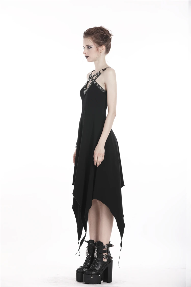 Darkinlove женские панк, искусственная кожа ремни Dressgashion готическое сексуальное платье