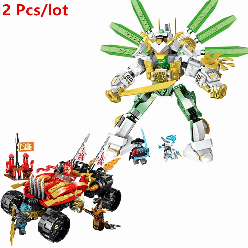 

2 Pcs/lot Ninja Series Lloyd's Titan Mech Katana 4X4 Building Blocks Model Sets Bricks Classic For Children Toys Ideas Movie