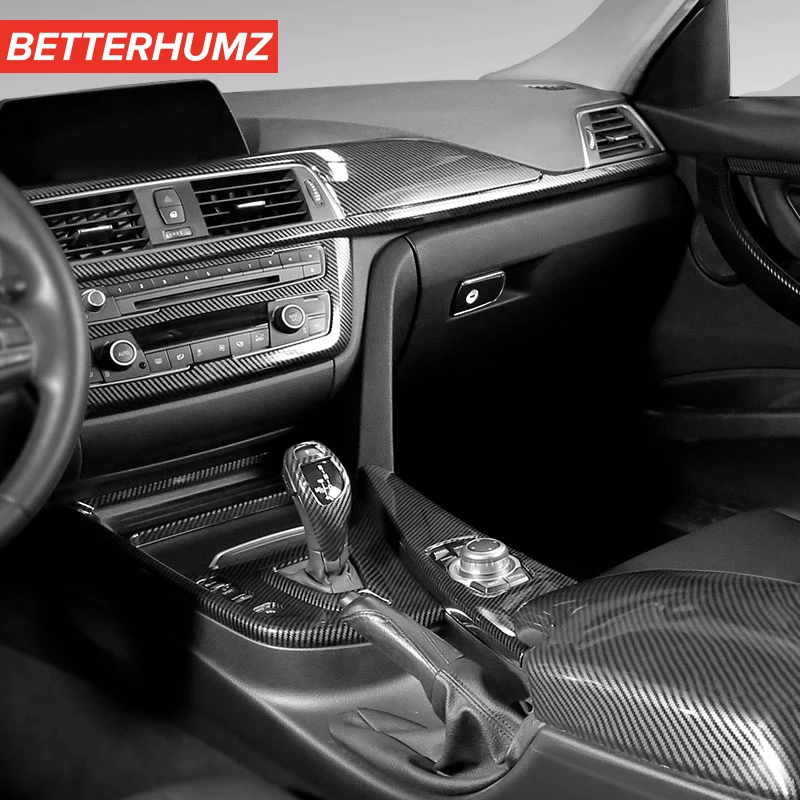 BMW F30 F34 F32 3시리즈 4시리즈 카본 파이버 ABS 자동차 센터 콘솔 도어 핸들 커버 트림 스티커 키트 자동차 내부 액세서리