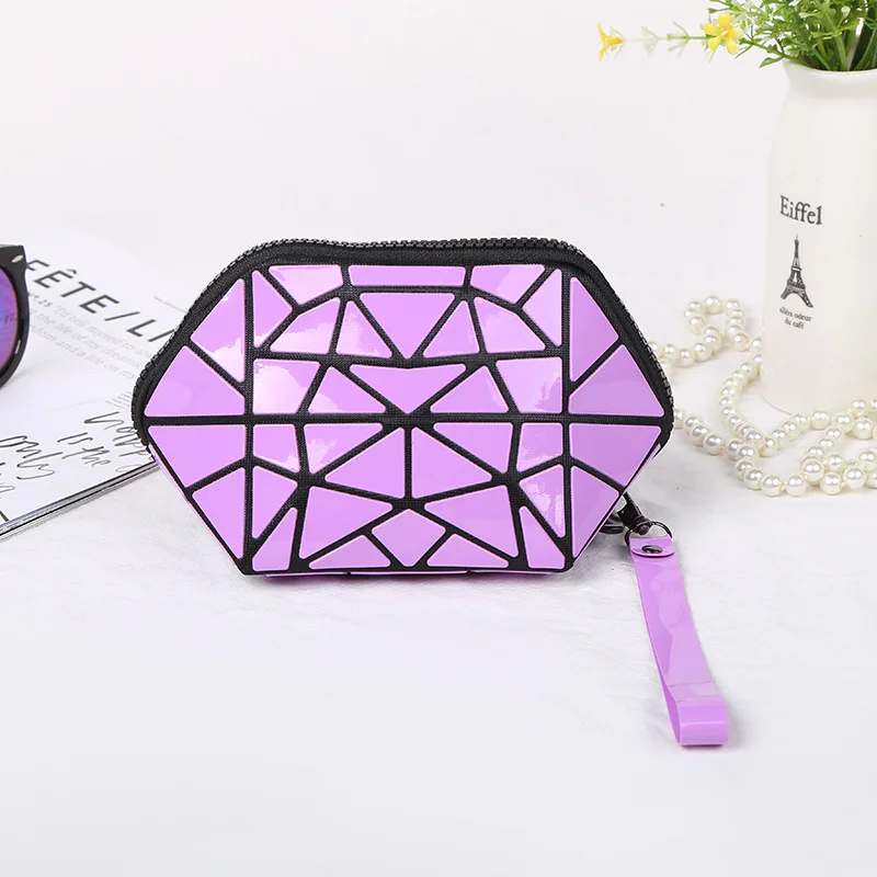 

LOVEVOOK women makeup bags PVC small clutch female with short strap cosmetic bag for travel geometric bag purse