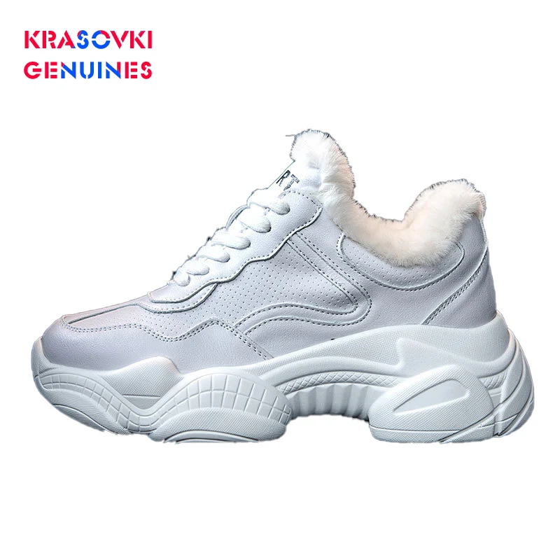 Krasovki Genuines/женские кроссовки с бархатом; сезон осень-зима; Прямая поставка; хлопковая обувь; Студенческая Повседневная обувь на толстой подошве