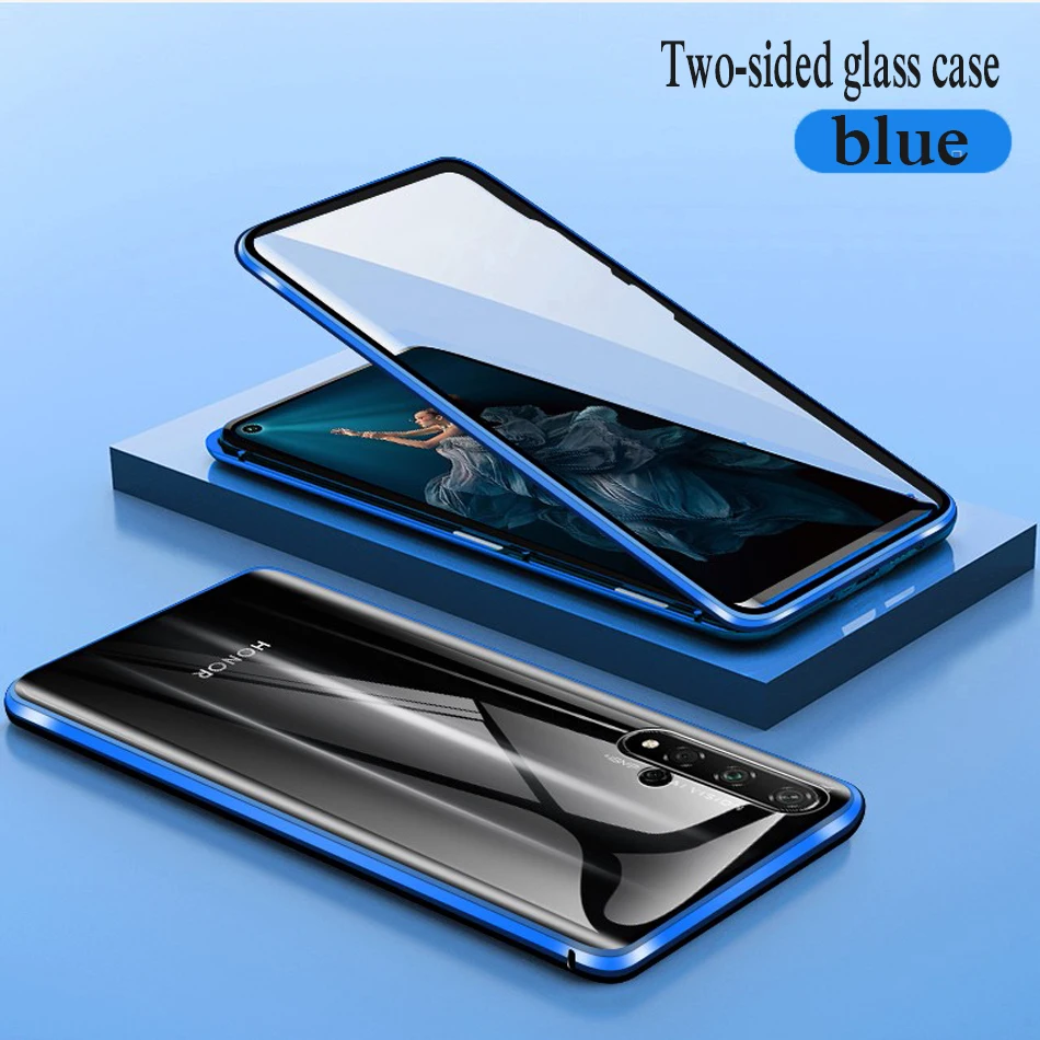 Роскошный двусторонний чехол для телефона huawei Honor P20 lite случай для 10 Lite P Smart 8A 8X8 S 9 Lite P20 Lite 20 Pro - Цвет: Blue