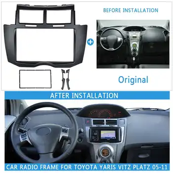 

2 DIN Car DVD/CD Radio Stereo Fascia Panel Frame Adaptor Fitting Kit For Toyota Yaris Vitz Platz 2005 2006 2007 2008 2009-2011