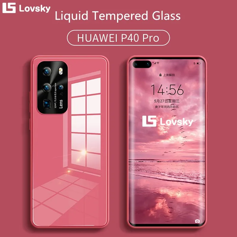 

Original Liquid Tempered Glass Case For HuaWei P40 Pro Plus P30 Pro Mate 30 Pro Nova 7 SE Pro Metal Lens Protection Glass Cover