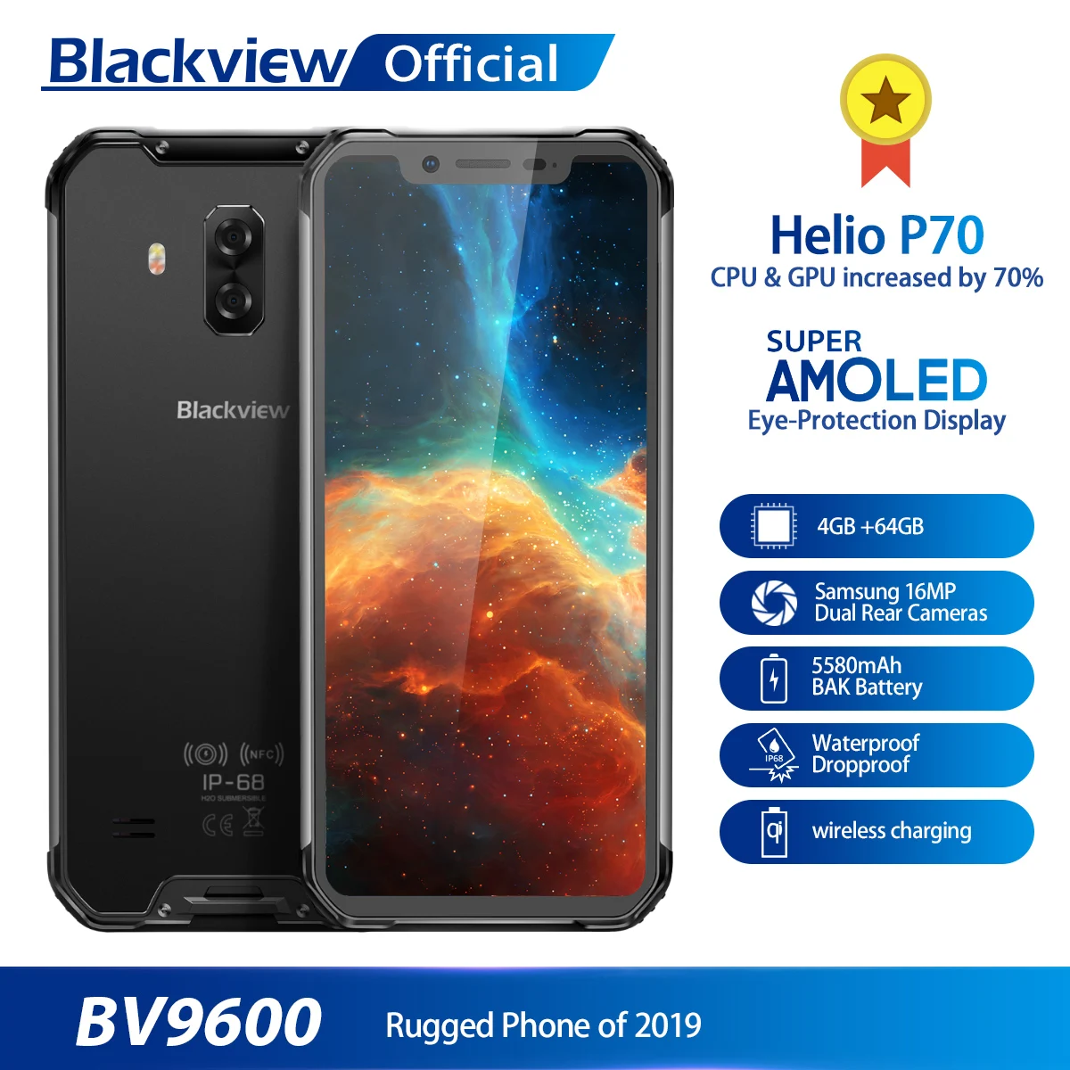 Blackview 2019 Новый BV9600 водонепроницаемый мобильный телефон Helio P70 Android 9 0 4 Гб + 64 6 21