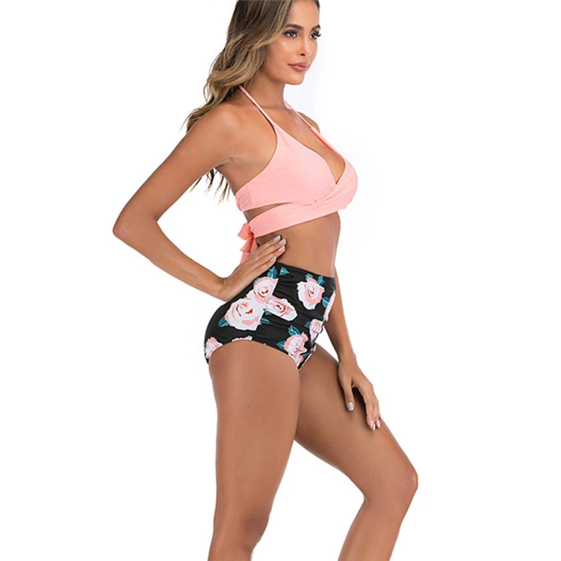 High Waist Bikinis Women Sexy Swimsuit Floral Bathing Suits Printed Biquini 2020 Sexy Women Swimming Suit Backless Swimwear S-XL