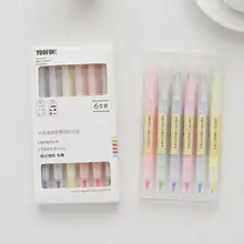 6 шт./партия с двойной головкой, маркеры ярких цветов, 6 цветов, маркеры для рисования, рекламный подарок, канцелярские принадлежности