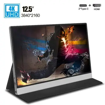 

12.5 inch 4K portable monitor 1920x1080 IPS screen with mini hdmi type c interface Dual speakers for Raspberry Pi MacBook PS4