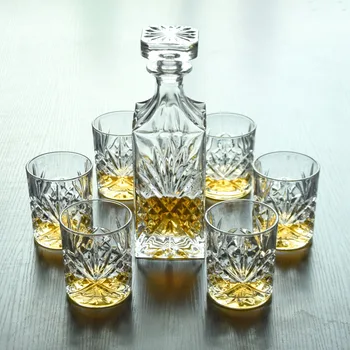 

Whiskey Decanter And Glasses Bar Set, Includes Whisky Decanter And 6 Cocktail Glasses - 7 Piece Set 200831-26