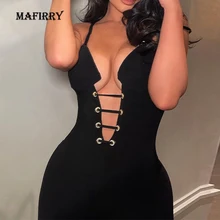

2022 Women Sexy Hollow Out Sleeveless Jumpsuits Solid Deep V-Neck Pencil Pants Ladies Bodysuits Skinny Streetwear Dropshipping