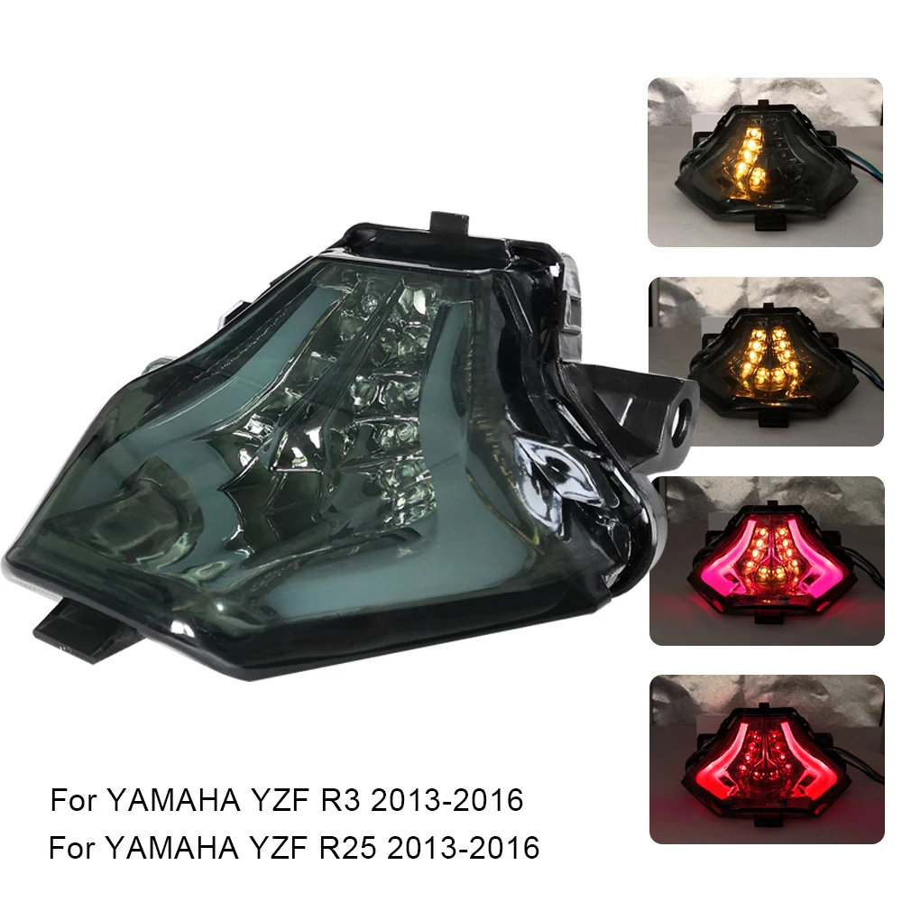 12V мотоцикл задний стоп-сигнал светодиодный задний стоп светильник лампа для YAMAHA YZF R3 R25 2013 задний фонарь Emark хвост светильник Cafe Race