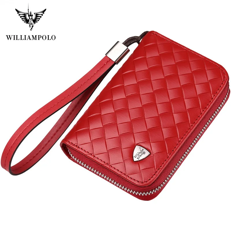 Кошелек WilliamPolo из натуральной кожи для женщин короткий тонкий бумажник на молнии