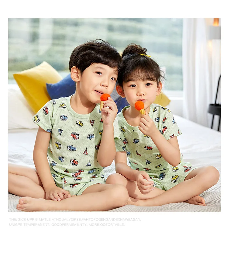 Sleepwear & Robes cheap Strawberry Pajamas Girls Cotton Set Summer Children's Clothing Sets Toddler Boy Sleepwear Korean Kids Casual Suit 2 6 8 10 Years night gowns cheap