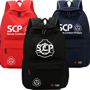 

SCP Backpack Bag Zipper Casual School Students Book Bag Boys Girls Fans Black Red