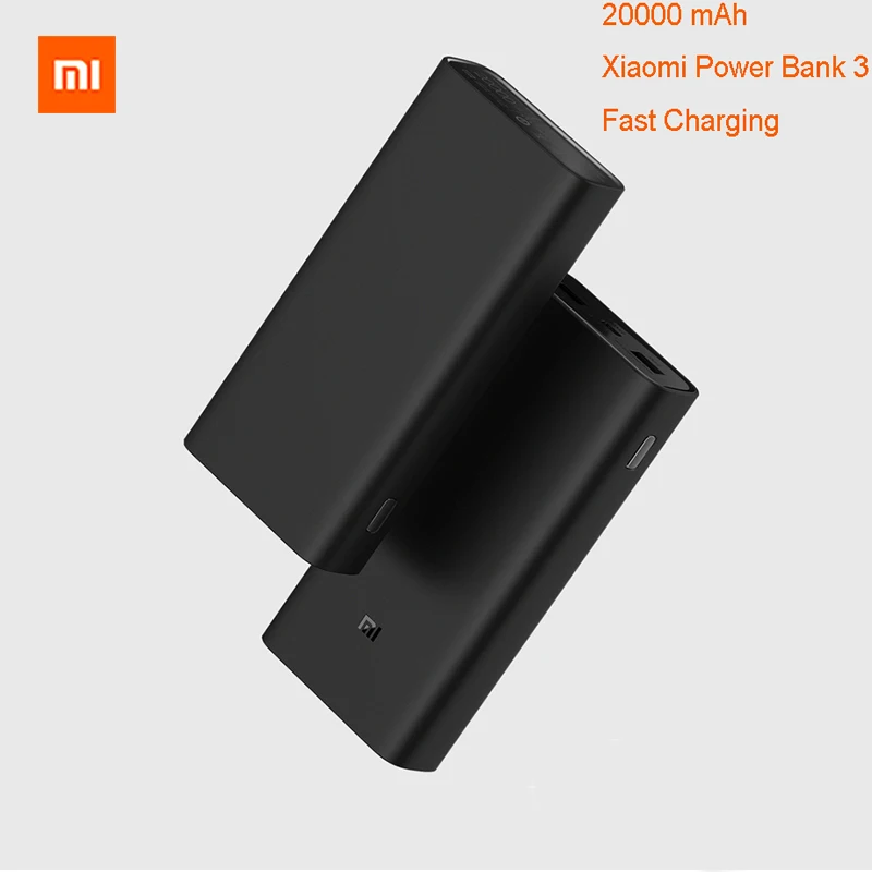 Original Xiaomi Power Bank 20000mAh Fast Charging Dual USB Mi External 20000 Battery Bank3 for Smar
