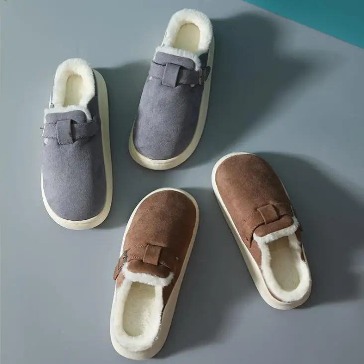 

2021 HOT cotton slippers winter home women/men autumn/winter warm shoes indoor couples increase thick-soled slippers