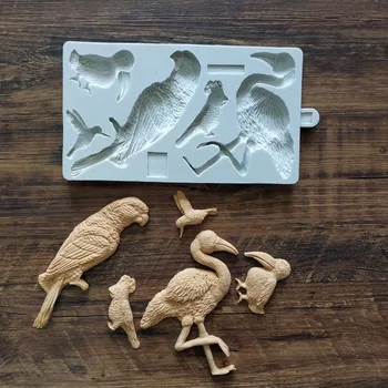 

Silicone Molds Concrete Flamingo Bird Parrot Hummingbird Plant Designer Hawaii Mould for Plaster Fondant Cake Mold
