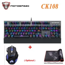 Оригинальная механическая клавиатура Motospeed CK108, 104 клавиш, RGB переключатель, игровой проводной светодиодный, с подсветкой, против привидения, для геймера, компьютера, ПК