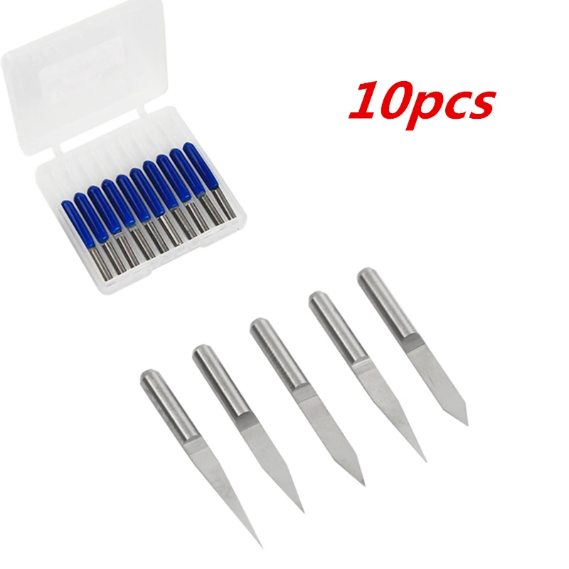 

10Pcs/set 10 degree 0.1mm V Shape Flat Bottom Carbide PCB Engraving Bits 3.175 shank