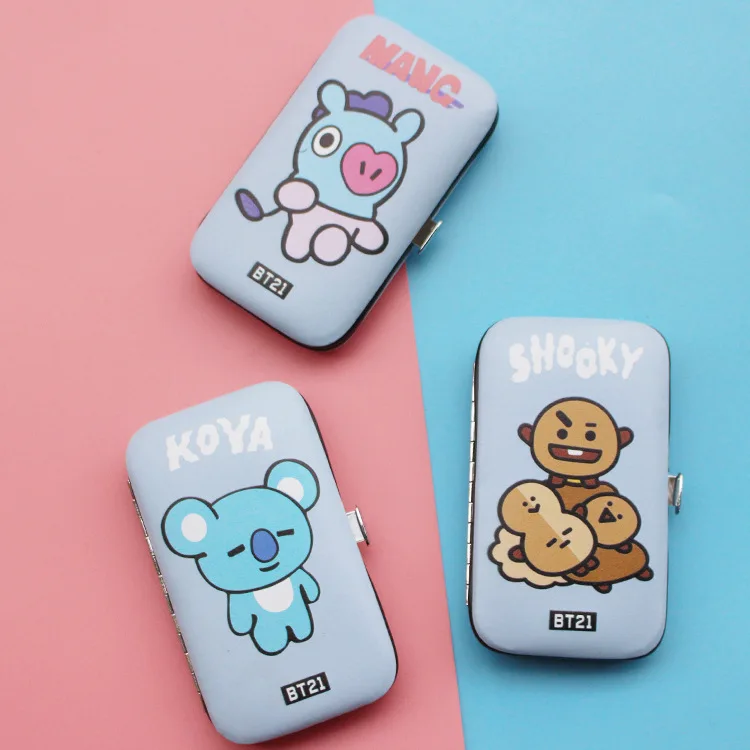 Корейский стиль BTS креативный Звездный сопутствующий продукт мультфильм милый из нержавеющей стали кусачки для ногтей набор