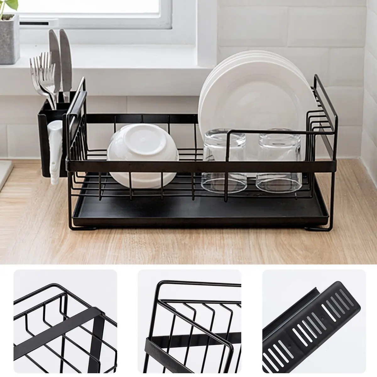 

Hot Multifunction Kitchen Storage Organizer Dish Drainer Drying Rack Iron Sink Holder Tray For Plate Bowl Cup Tableware Shelf Ba