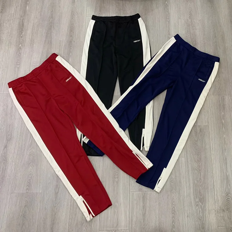 

Ambush Retro Casual Pants High Street Fashion Men Women 1:1 Embroidery Letters AMBUSH Stripe Splicing Jogging Cotton Trousers