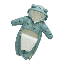 Combinaison d'hiver à capuche pour bébé, barboteuse chaude en velours pour fille et garçon 