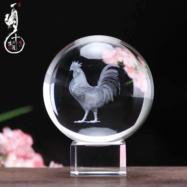 

Creative crystal ball Inner carving Arts and Crafts Chinese Zodiac Crystal photosphere Home furnishing desk decoration
