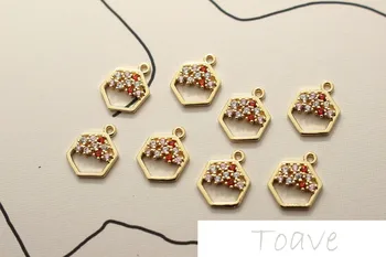 

Copper plated 18K real gold copper inlaid color water drill pendant DIY Earrings material accessories