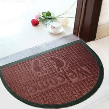 

Door Mat Floor Mat Half Circle Fan Carpet Thick Rubber Waterproof Non Slip Easy Clean Indoor Outdoor Entrance Home Hotel Welcome