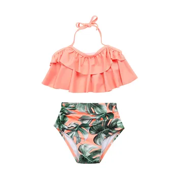 

Girls Kid Swimmable Ruffles Bikini Swimwear Swimsuit Swimming Costume Set Suit Baby Cute Bikini Girls split Two Pieces Beachwear