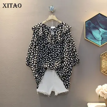 

XITAO Print Blouse Fashion New Women Elegant Patchwork Pullover Goddess Fan 2020 Summer Minority Style Loose Shirt DMY4696