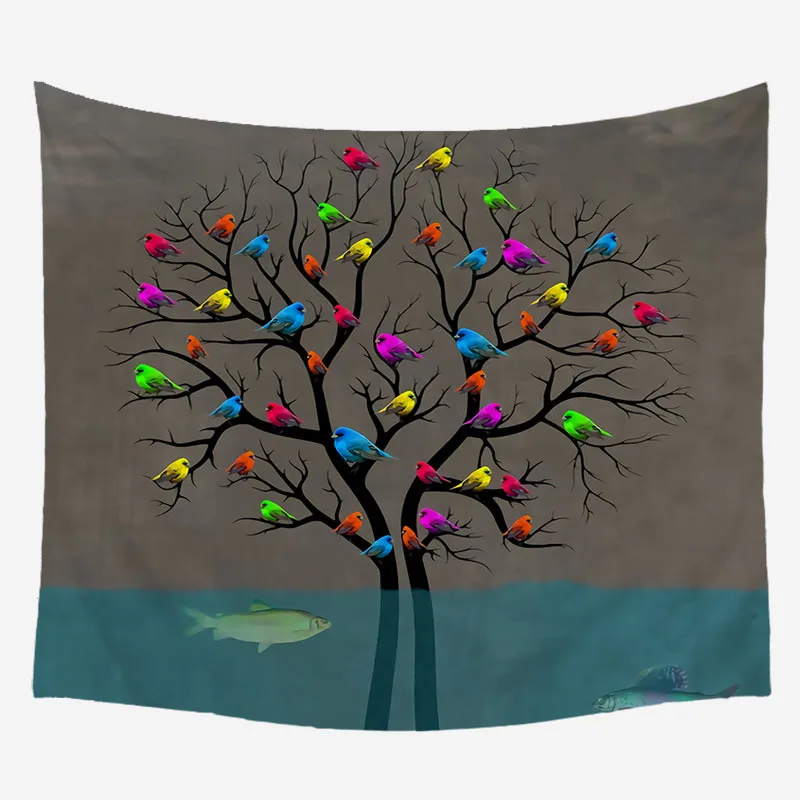Cilected European Creative Plant Printing Tapestry Wall Hanging Polyester Home Decor Painting Beach Towel Blanket Tablecloth