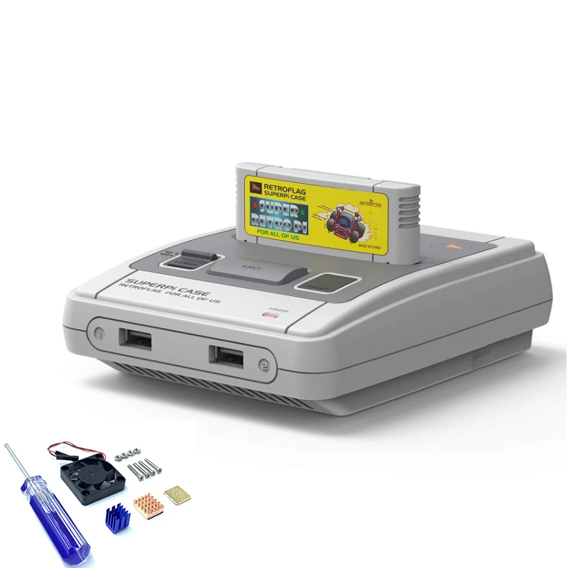 Retroflag SUPERPi CASE-J/CASE-U snes игровой Картридж с охлаждающим вентилятором+ радиатор для Raspberry Pi 3B Plus(3B+)/3B