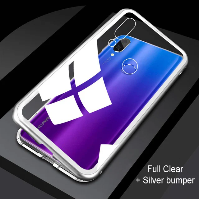 Адсорбционный металлический магнитный чехол для huawei P30 20 lite pro P smart mate 20X30 lite 10 20 Honor 8X 9X nova 3 3i Магнитный чехол - Цвет: Clear Silver