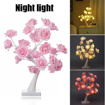 

Table Lamp Adjustable Rose Flower Desk Lamp Rose Tree Light USB/Battery Dual Power Supply Mode with 24 LEDs UD88