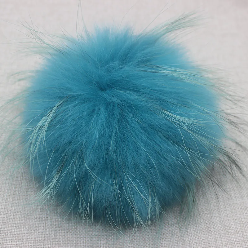 Fluffy Real Fox Fur Pompoms with Button 13-15cm DIY Raccoon Fur Pom Poms Balls Natural Fur Pompon For Scarves Hats Accessories 