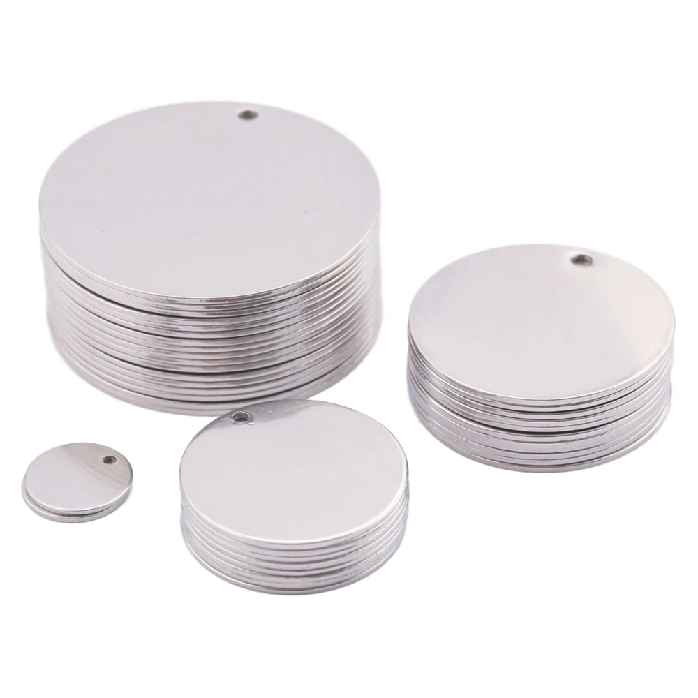 

Stainless Steel Charms Metal Round Stamping Blank Disc Charms Dog Tags Jewelry Findings For Pendant Necklace Making Accessories